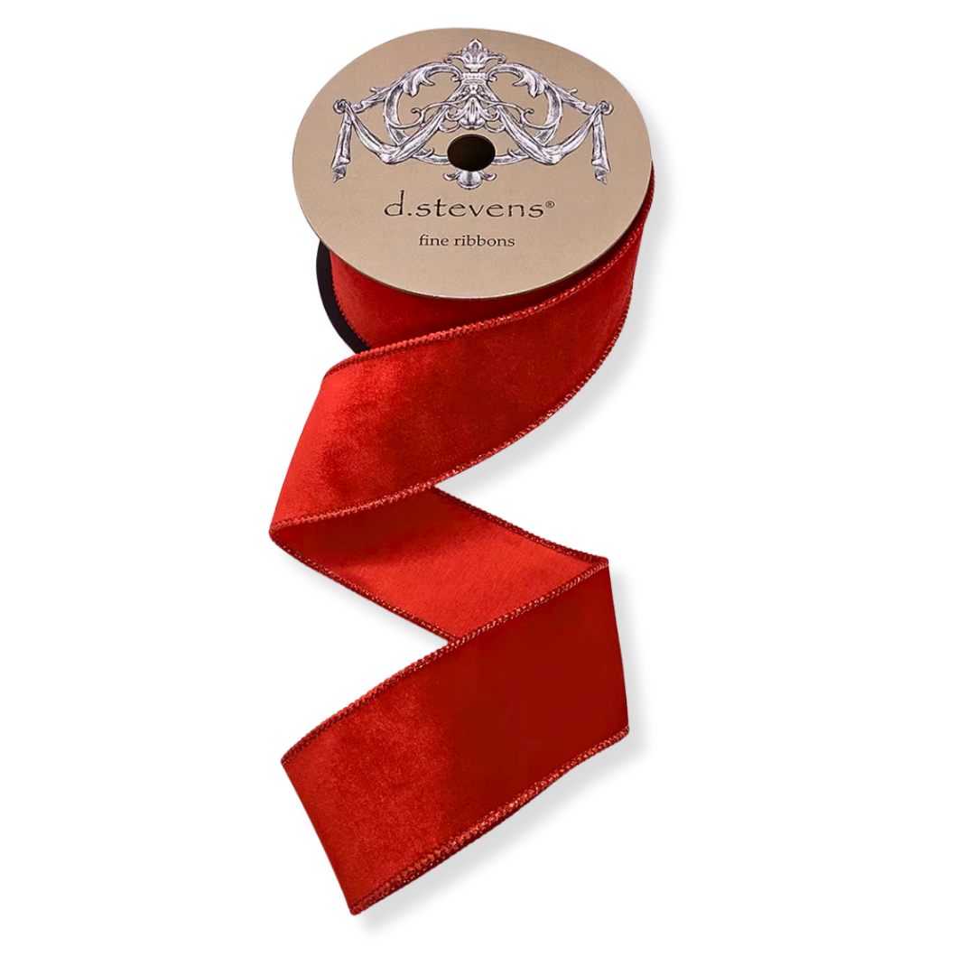 2.5" D.Stevens Red Velvet Fused Ribbon