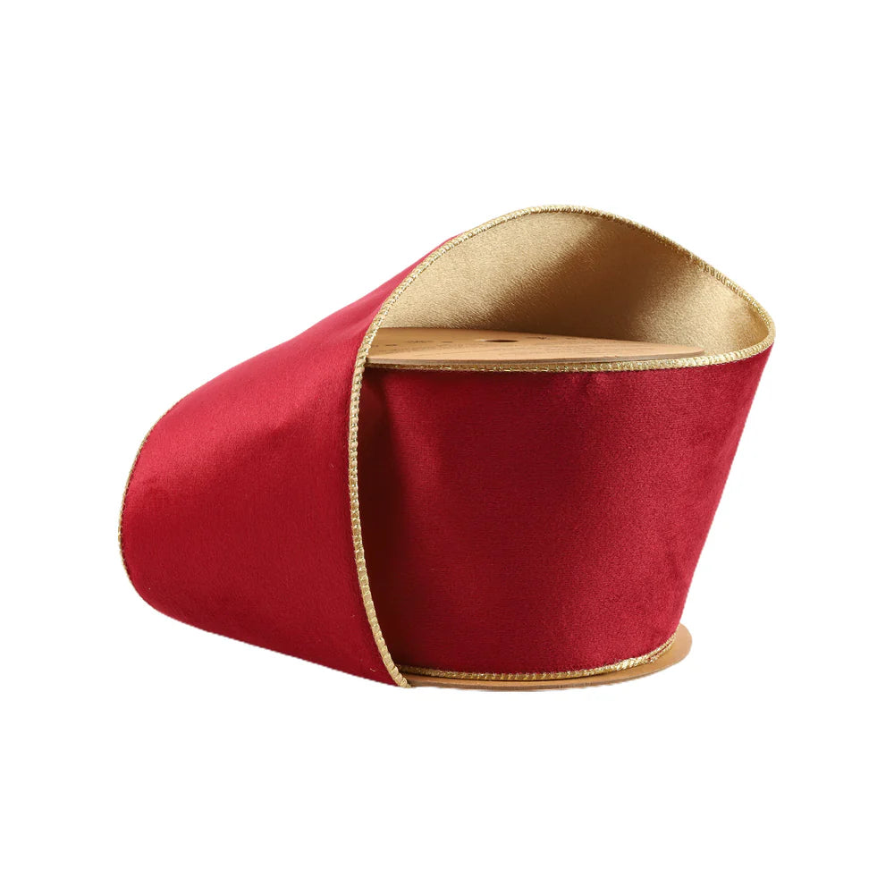 Burgundy/Gold Velvet Ribbon