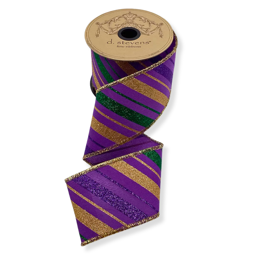 2.5" D.Stevens Mardi Gras Stripe Ribbon