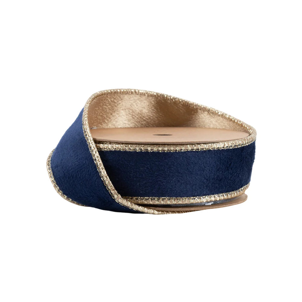 Navy/Gold Velvet Ribbon