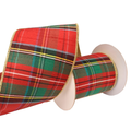 4" David Christopher Traditional Plaid W/ Gold Backing Ribbon