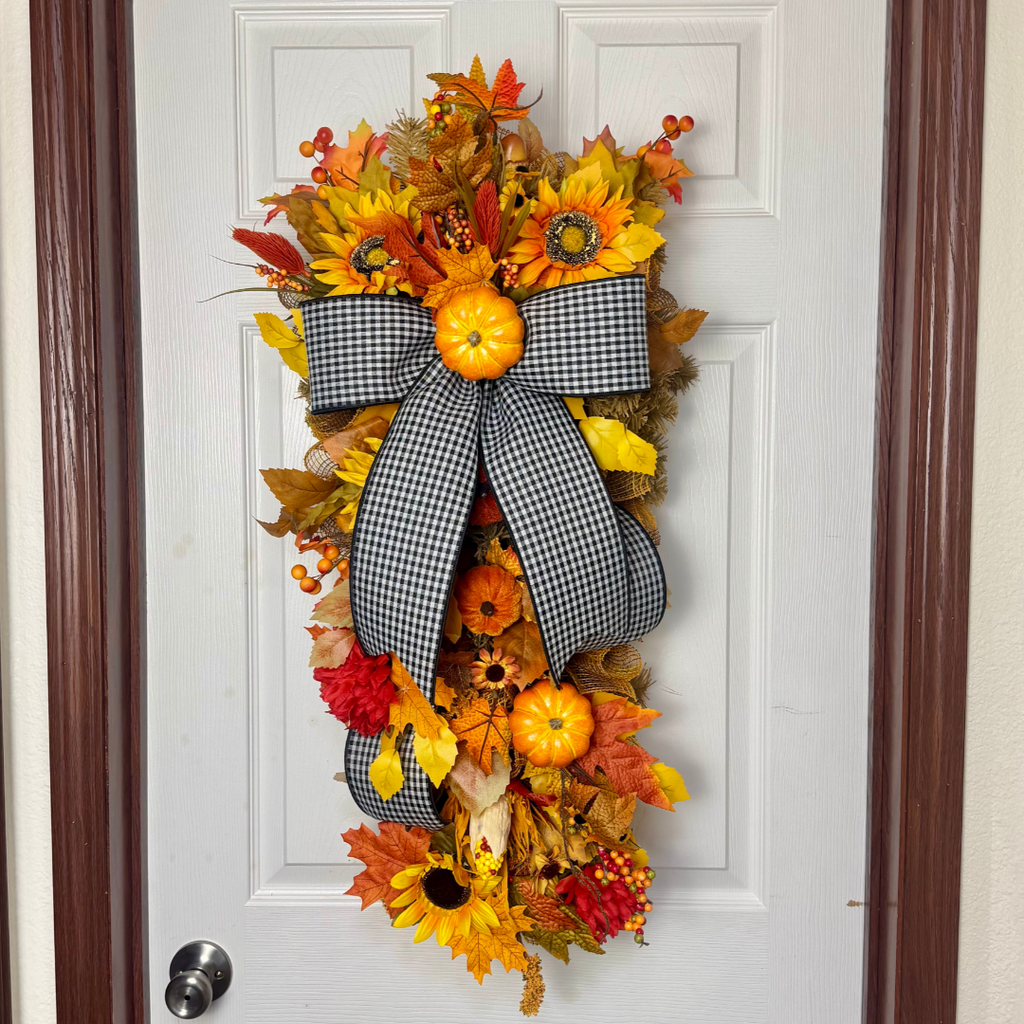 30” Fall Sunflower Door Swag