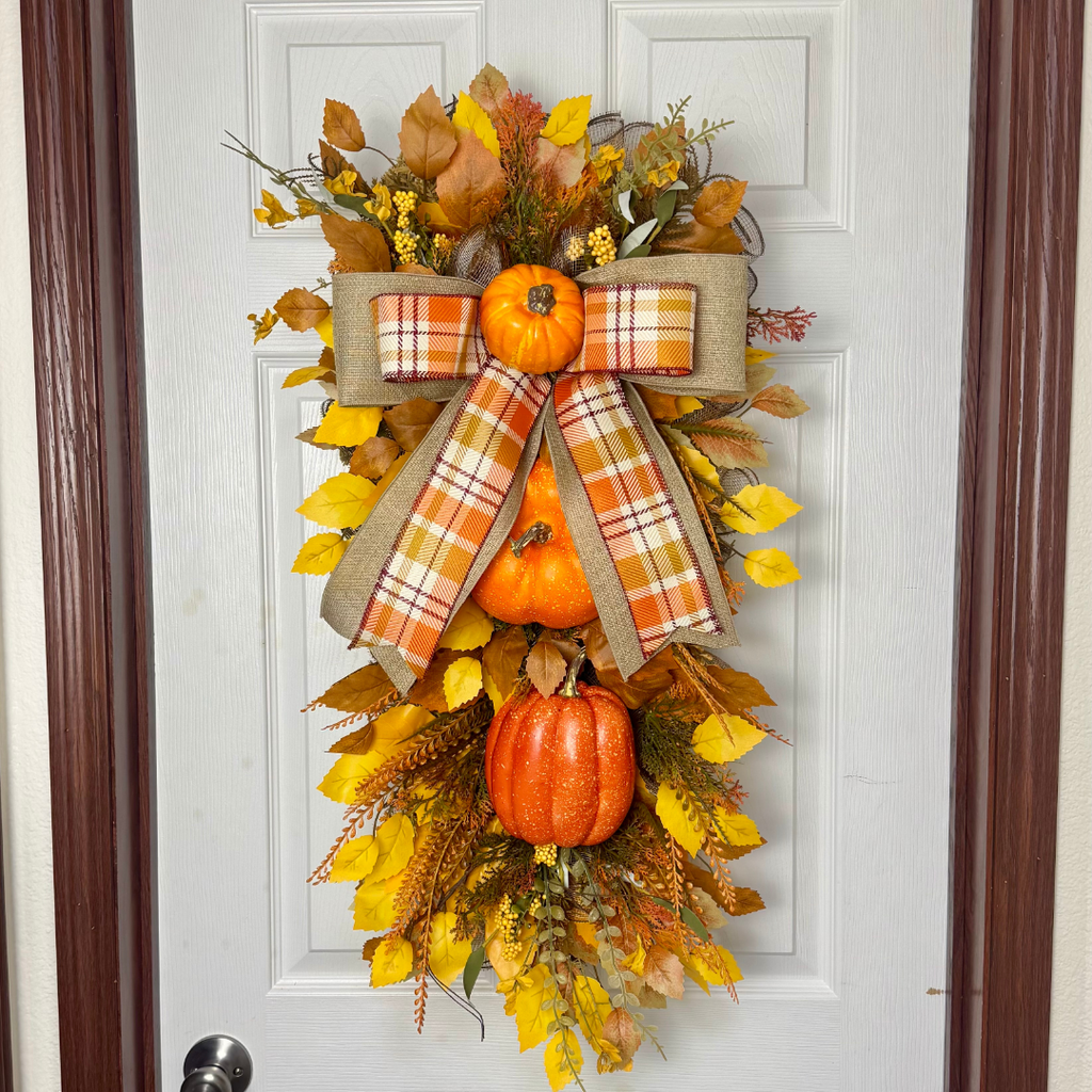 30” Fall Pumpkin Door Swag
