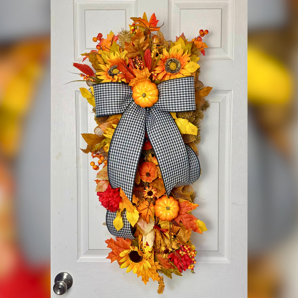 30” Fall Sunflower Door Swag