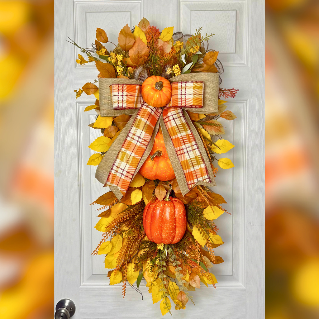 30” Fall Pumpkin Door Swag