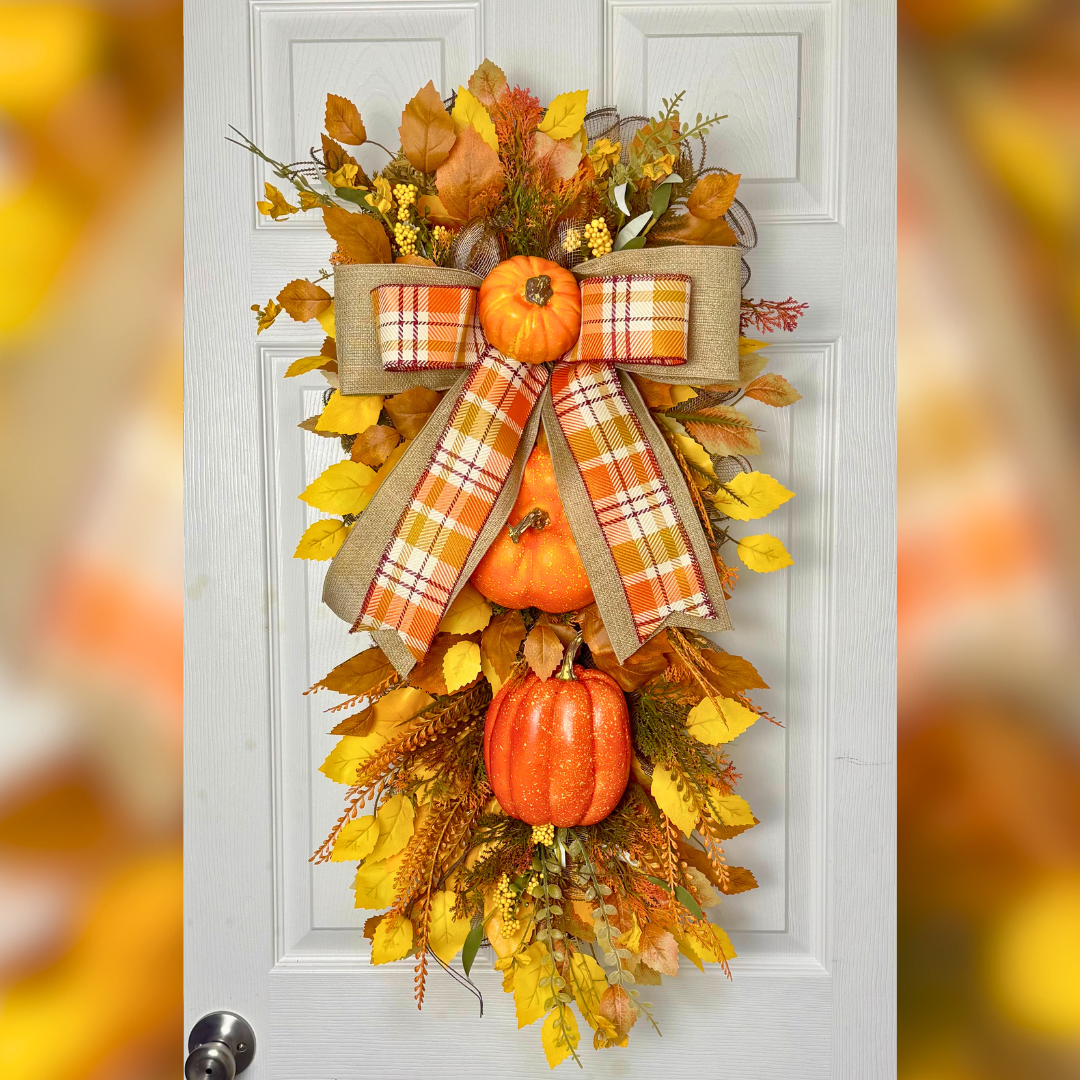 30” Fall Pumpkin Door Swag