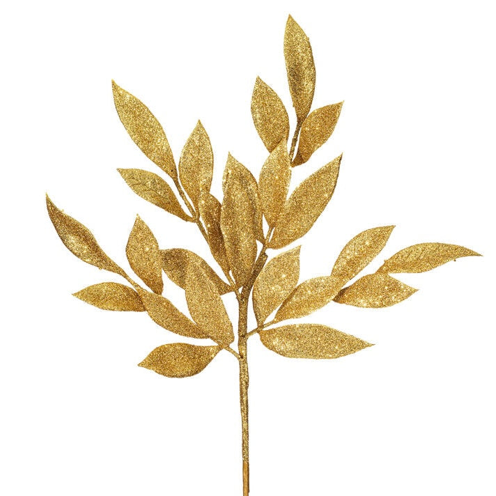 22" Gold Glitter Bay Leaf