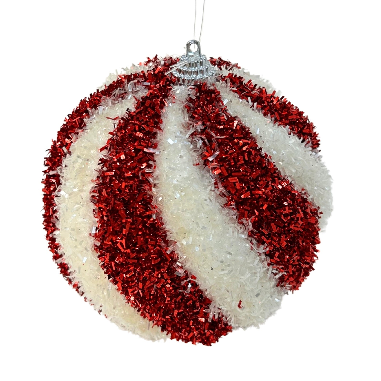 4.25" Peppermint Tinsel Ball