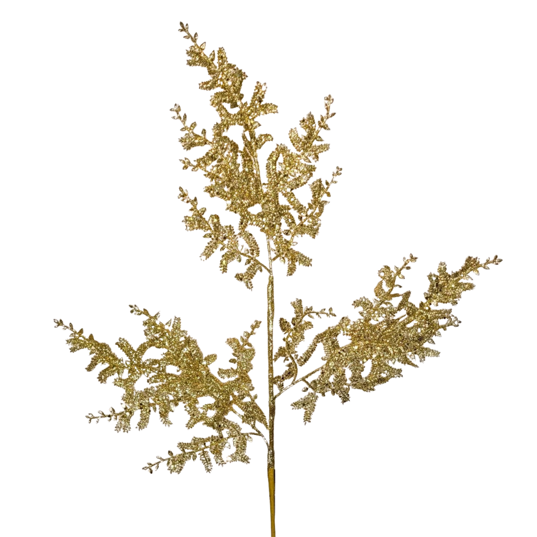 29" Gold Glitter Fern Spray