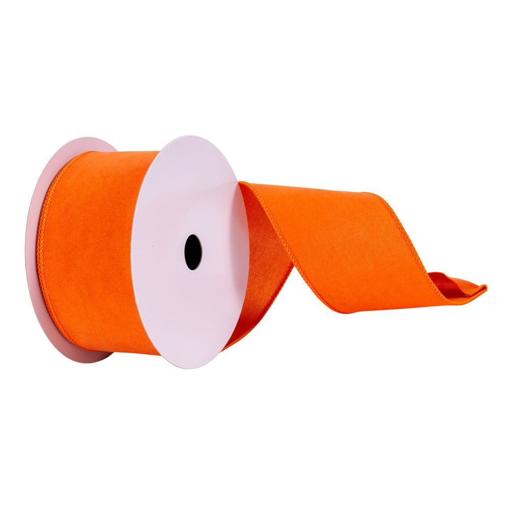 2.5" x 10 Yards Orange Faux Suede Ribbon