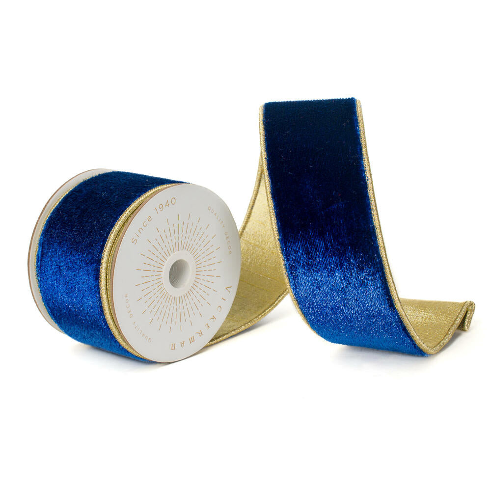 2.5" Vickerman Royal Blue Luster Velvet Ribbon