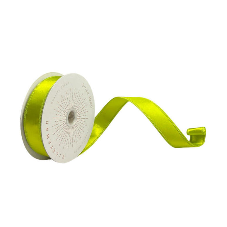 1"x10yd Lime Satin Fused Ribbon
